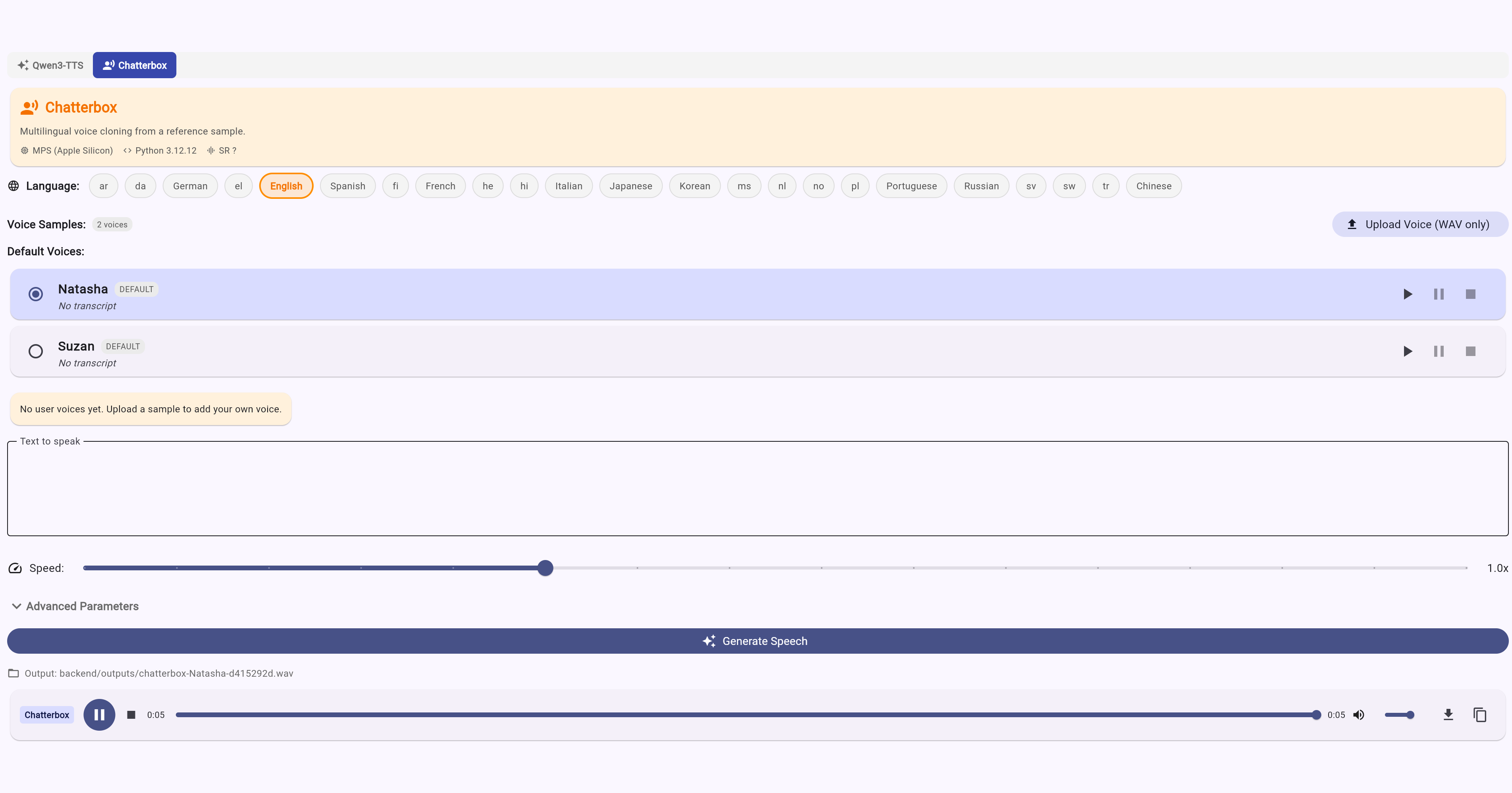 Voice Cloning Interface