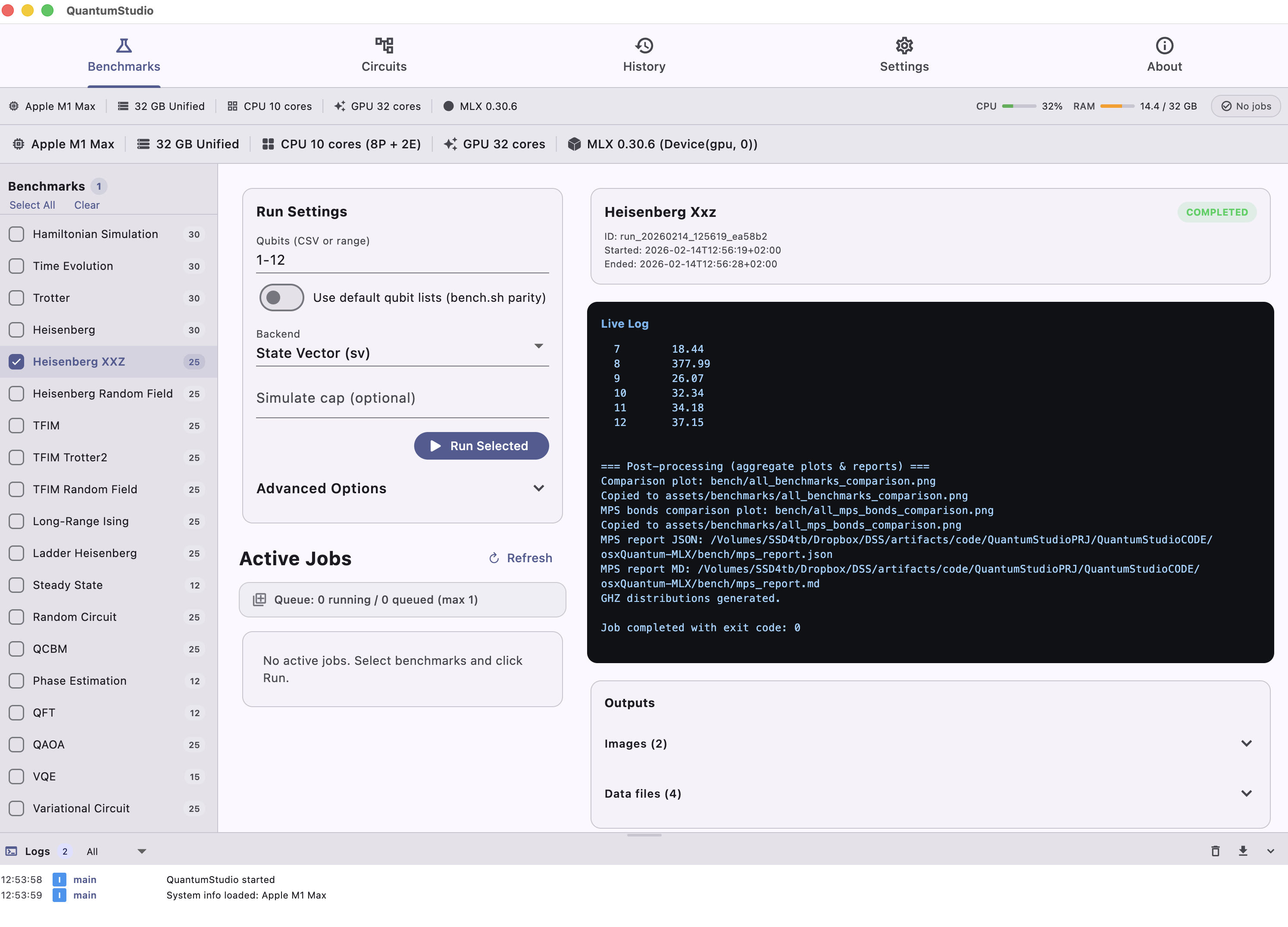 QuantumStudio - Benchmarks Dashboard