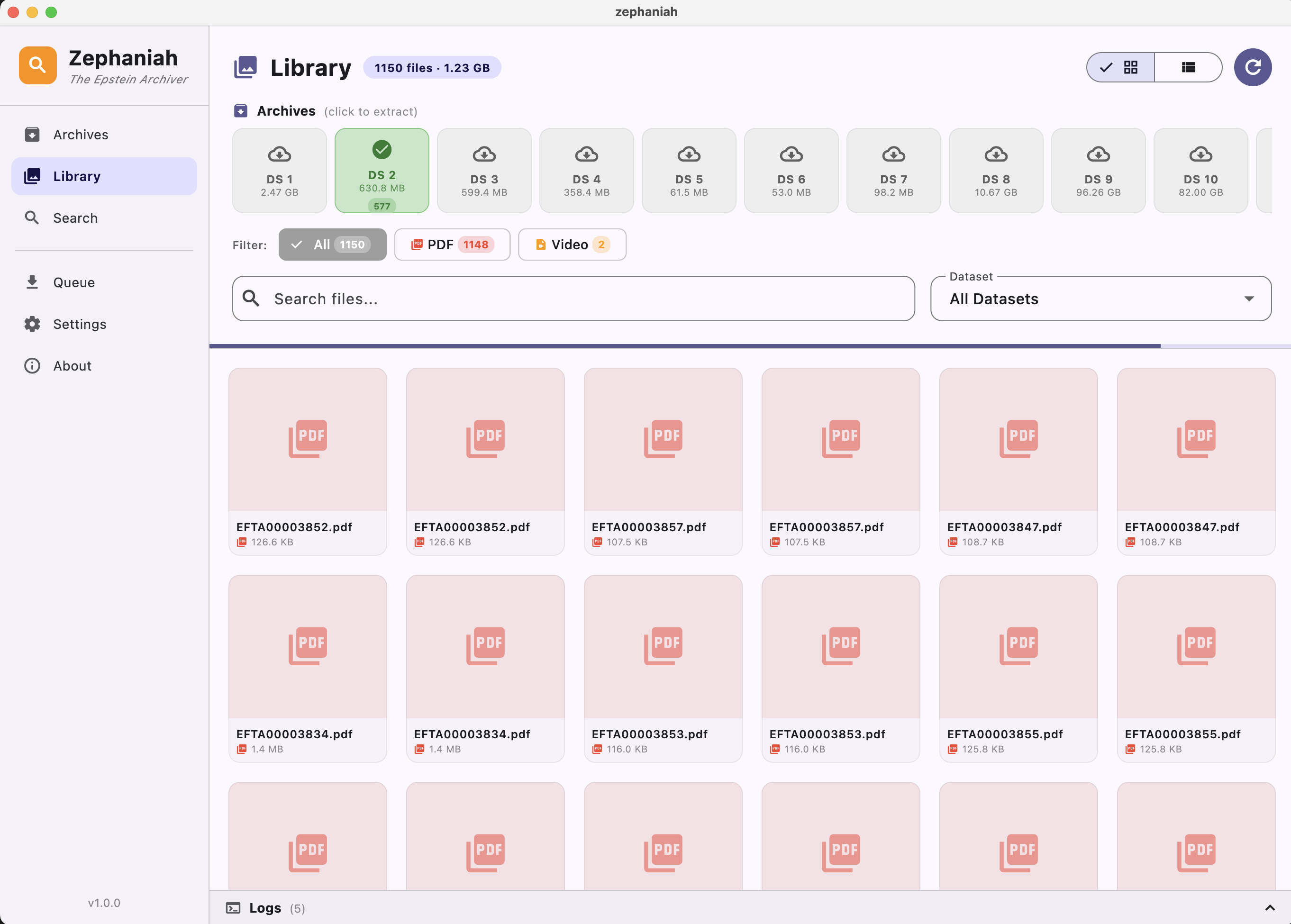 Library with Datasets